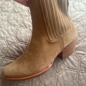 Tecovas Tan Suede Heeled Boots